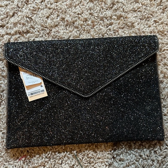 Rebecca Minkoff Glitter Leo Saffiano Leather Envelope Clutch Bag Wallet NWT - Picture 2 of 7